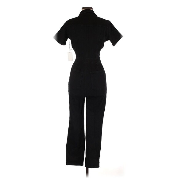 GOOD AMERICAN Solid Black Long Denim Jumpsuit - 2 (Medium) - Picture 2 of 2
